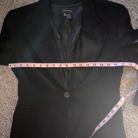 Zara Woman Black Long Sleeve Single Button Blazer Size 6 Wool Blend - Picture 8 of 10